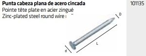 PUNTAS ACERO C/PL 25.25 100 UN